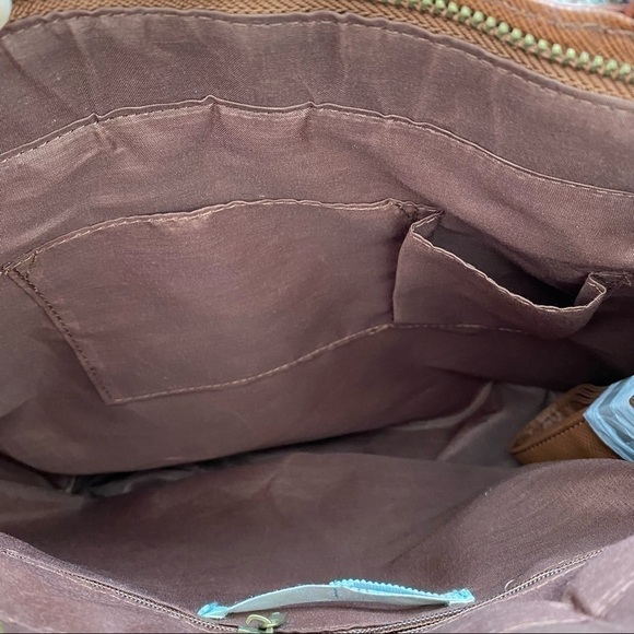 NEW URBAN OUTFITTERS SILENCE & NOISE Satchel Bag Shoulder Chain Tan Brown Felt - Picture 6 of 9